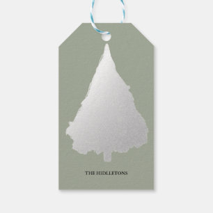 Silver Christmas Tree Modern Holiday Gift Tags