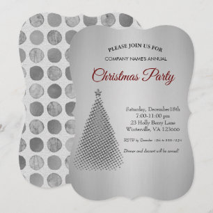 Silver Christmas tree star Invitation