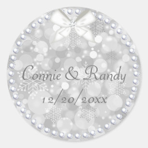Silver Christmas Wedding Sticker Pearls