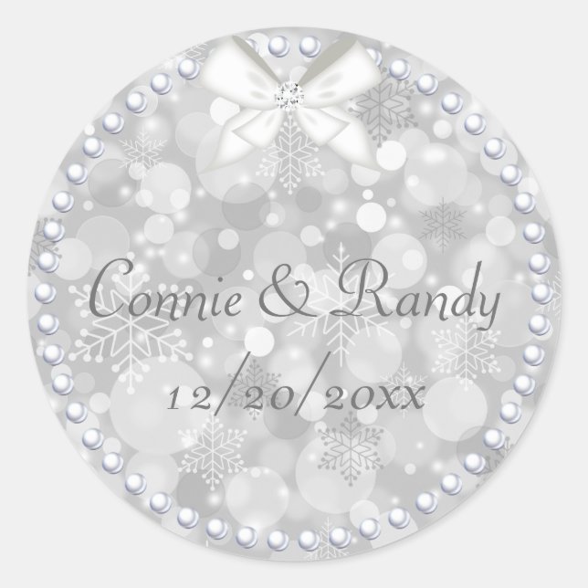 Silver Christmas Wedding Sticker Pearls (Front)