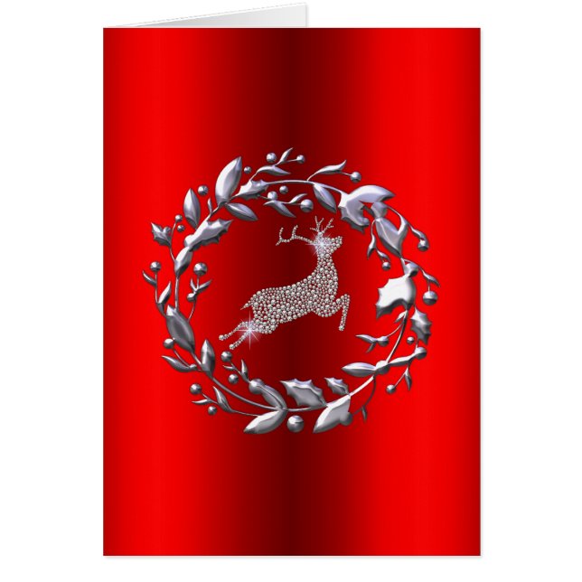 Silver Christmas Wreath and Reindeer (Front)
