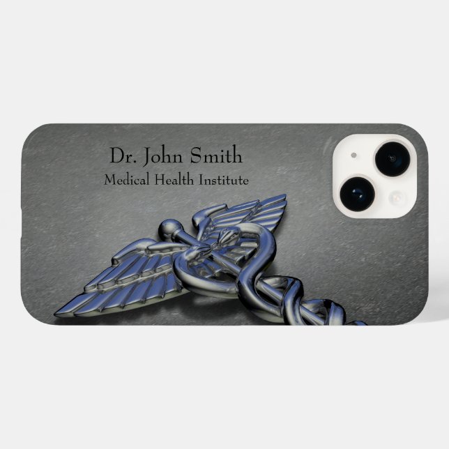 Silver Chrome Caduceus Symbol Professional Medical Case-Mate iPhone Case (Back (Horizontal))