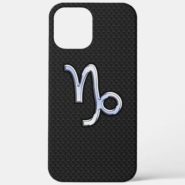 Silver Chrome Capricorn Zodiac Symbol Case-Mate iPhone Case (Back)