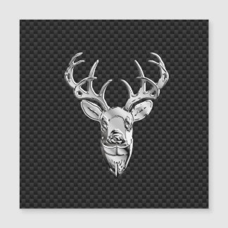 Silver Chrome Deer on Carbon Fibre Style Print