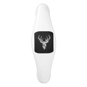 Silver Chrome Deer on Carbon Fibre Style Print Ceramic Cabinet Pull