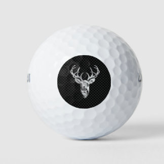 Silver Chrome Deer on Carbon Fibre Style Print Golf Balls