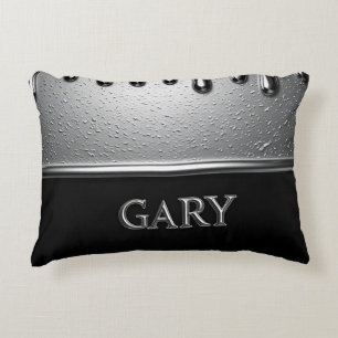 Silver Chrome Drip Gary Name Modern Luxury Decorative Cushion