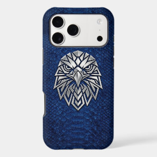 Silver Chrome Geometric Eagle Blue Python iPhone