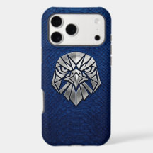 Silver Chrome Geometric Eagle Head Blue Python