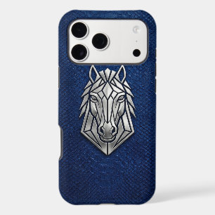 Silver Chrome Geometric Horse Blue Python iPhone