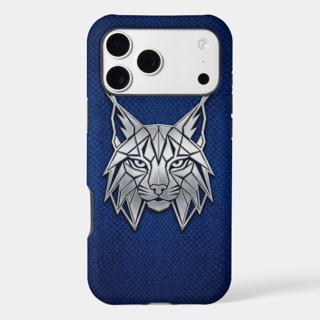 Silver Chrome Geometric Lynx Blue Python iPhone (Back)