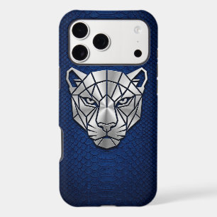 Silver Chrome Geometric Panther Blue Python iPhone