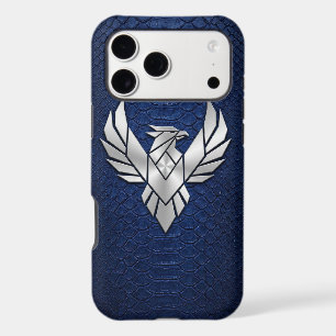 Silver Chrome Geometric Phoenix Blue Python iPhone