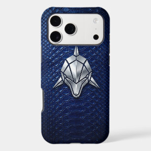 Silver Chrome Geometric Shark Blue Python iPhone