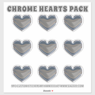 Silver Chrome Hearts Sticker Pack