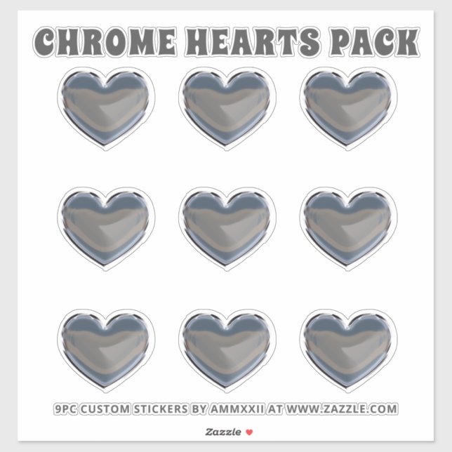 Silver Chrome Hearts Sticker Pack (Sheet)
