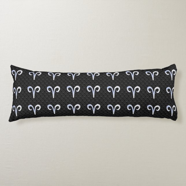 Silver Chrome Like Aries Zodiac Sign Body Cushion (Front)