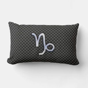 Silver Chrome like Capricorn Symbol Carbon Fiber Lumbar Cushion