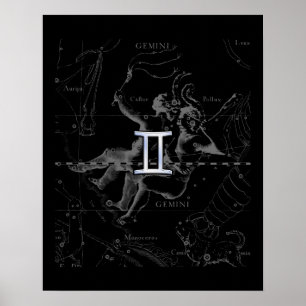 Silver Chrome like Gemini Zodiac Sign on Hevelius