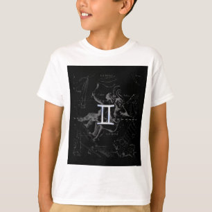 Silver Chrome like Gemini Zodiac Sign on Hevelius T-Shirt