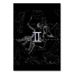 Silver Chrome like Gemini Zodiac Sign on Hevelius Table Number