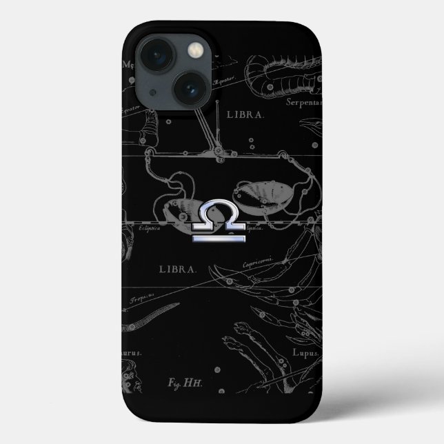 Silver Chrome like Libra Zodiac Sign on Hevelius Case-Mate iPhone Case (Back)