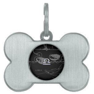 Silver Chrome like Libra Zodiac Sign on Hevelius Pet ID Tag