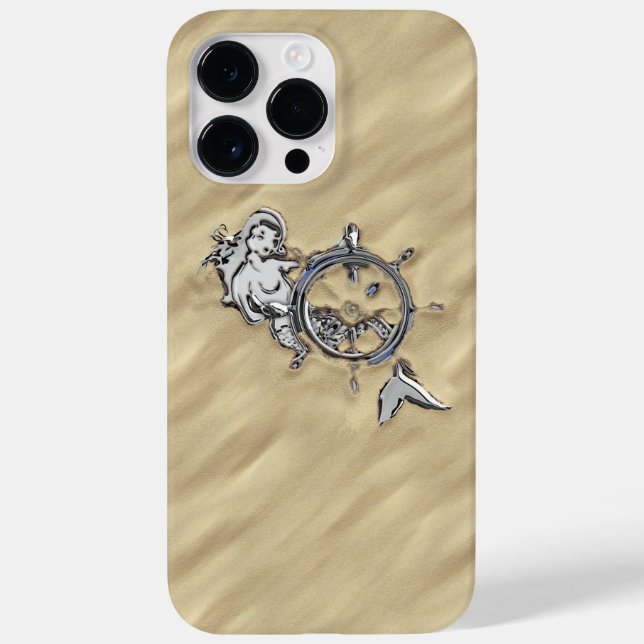 Silver Chrome Like Mermaid in the Sand Case-Mate iPhone Case (Back)