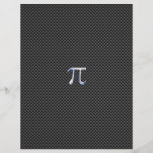 Silver Chrome Like Pi Symbol on Carbon Fibre
