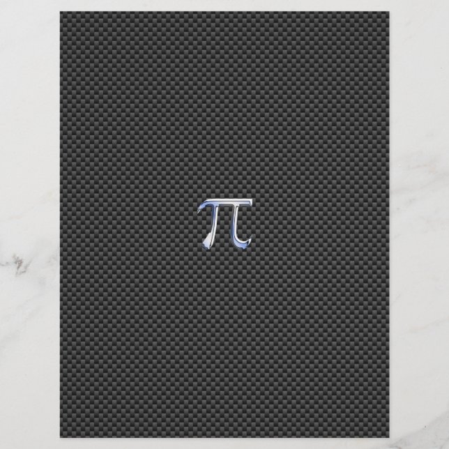 Silver Chrome Like Pi Symbol on Carbon Fibre (Front)