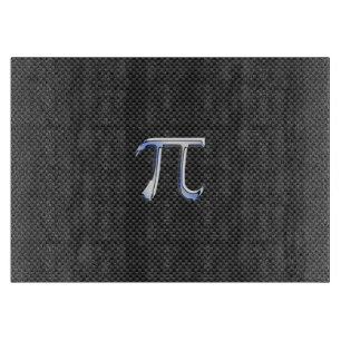 Silver Chrome Like Pi Symbol on Carbon Fibre Print Cutting Board