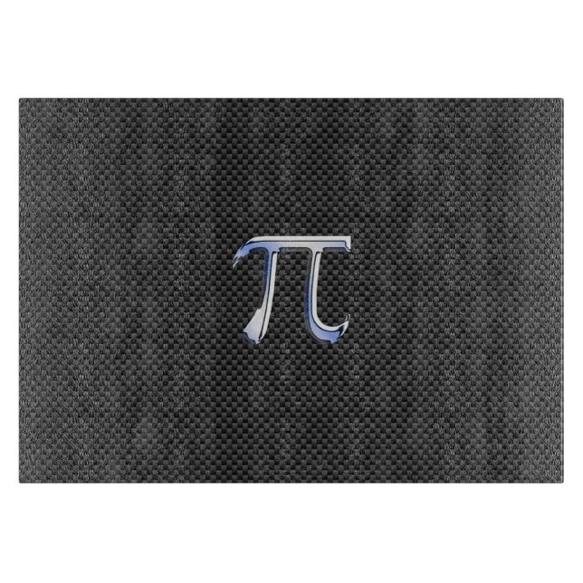 Silver Chrome Like Pi Symbol on Carbon Fibre Print Cutting Board (Front)