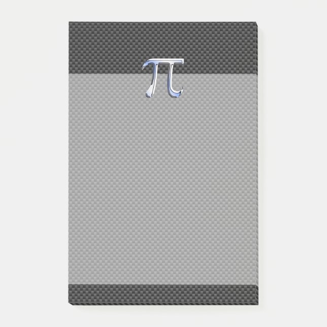 Silver Chrome Like Pi Symbol on Carbon Fibre Print Post-it Notes (Front)