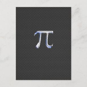 Silver Chrome Like Pi Symbol on Carbon Fibre Print Postcard