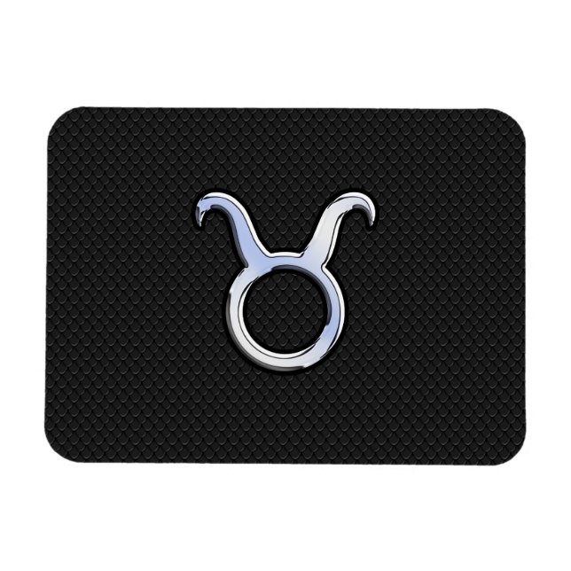 Silver Chrome Like Taurus Zodiac Sign Magnet (Horizontal)