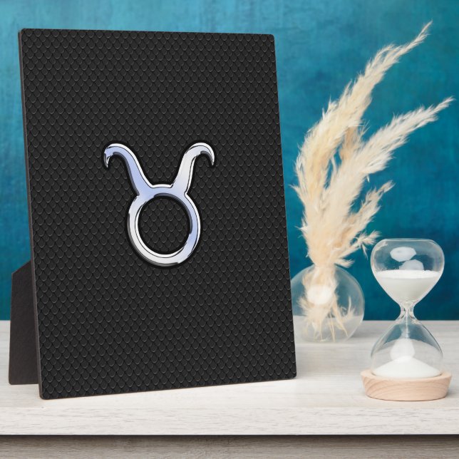 Silver Chrome Like Taurus Zodiac Sign Plaque (Side)