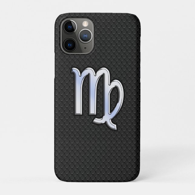 Silver Chrome Virgo Zodiac Sign on snake skin Case-Mate iPhone Case (Back)