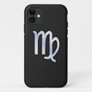 Silver Chrome Virgo Zodiac Sign on snake skin iPhone 11 Case