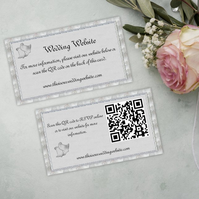 Silver Church Bells Wedding Website Enclosure Card (Creator Uploaded)