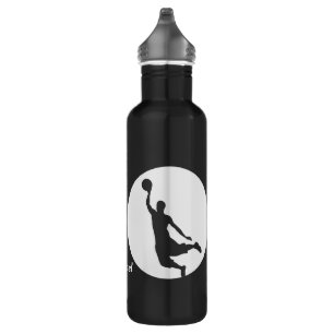 Silver Circle Silhouette Basketball Personalised 710 Ml Water Bottle