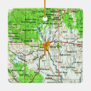 Silver City NM Topo Map Ceramic Ornament