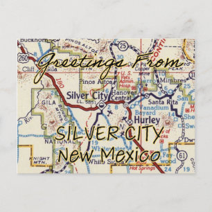 Silver City NM Vintage Map Postcard