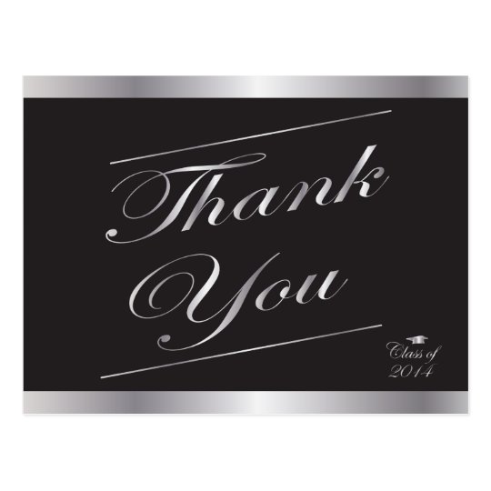 Silver Class of 2014 Graduation Thank You Postcard
