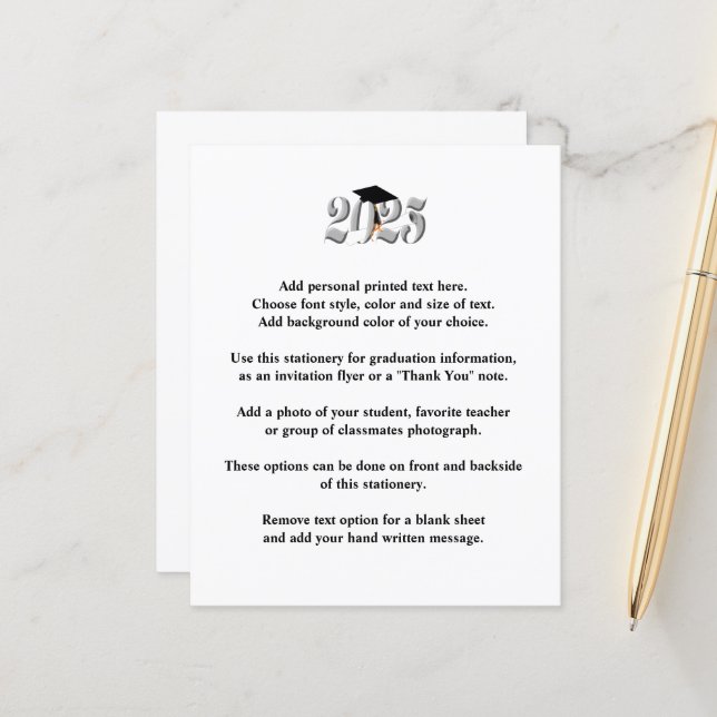 Silver Class of 2025 Graduation Announcement (Front/Back In Situ)