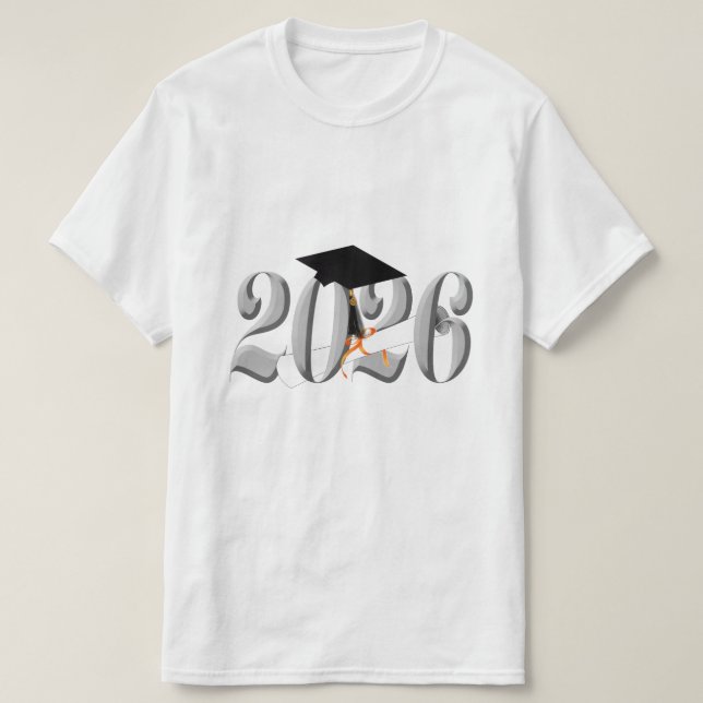 Silver Class of 2026 Graduation T-Shirt (Design Front)