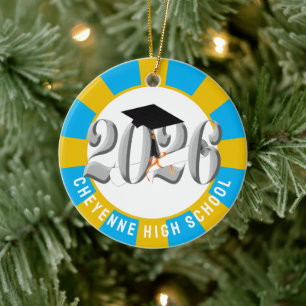 Silver Class of 2026 Photo Graduation Ceramic Tree Decoration