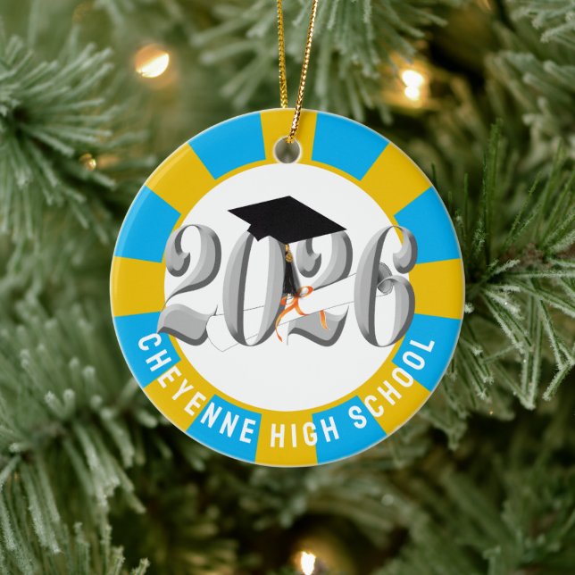 Silver Class of 2026 Photo Graduation Ceramic Tree Decoration (Tree)