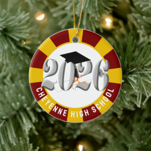 Silver Class of 2026 Photo Graduation Ceramic Tree Decoration