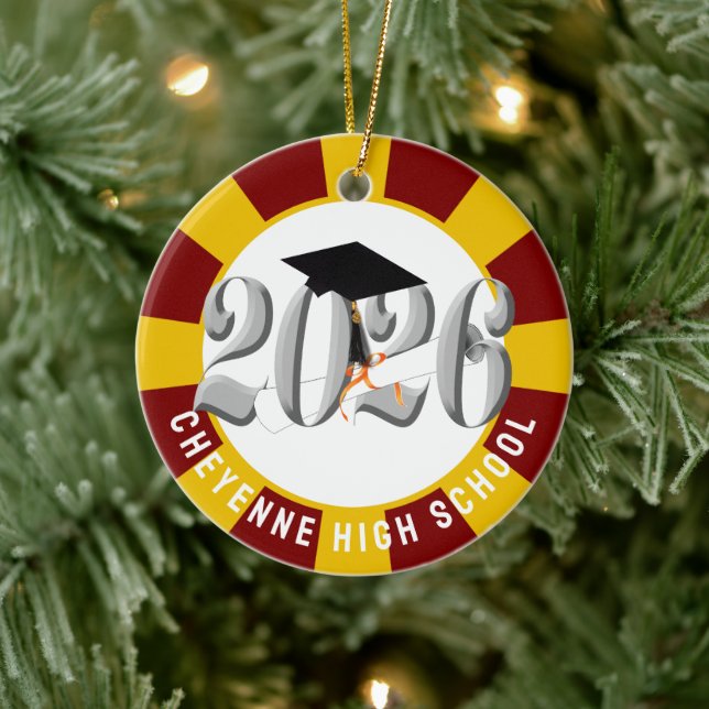 Silver Class of 2026 Photo Graduation Ceramic Tree Decoration (Tree)