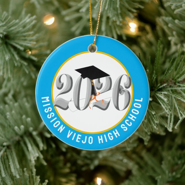 Silver Class of 2026 Photo Graduation Ceramic Tree Decoration (Tree)